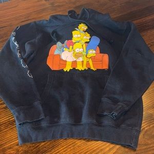The Simpsons Classic Family Couch Oversized Pullover Hoodie Sweatshirt Black